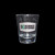 A shot glass with the Science of Speed logo in white