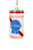 A hanging ornament in the shape of a beer can, in red white and blue.