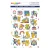 An artsy cat theme sticker sheet doing art activities.