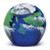 A glass paperweight made to look like the Earth
