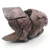 A photo of the replica Dunkleosteus fossil skull. It has a dark brown antique finish.