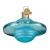 A blown-glass ornament in the shape of the planet Uranus from the back