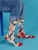 "I'm Really Into Birds" Men's Crew Socks feature a beige background with colorful birds