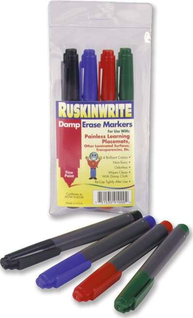 Set of 4 damp erase markers for use on the reverse side of the placemats, wipes clean with a damp cloth.
Companion - search placemat