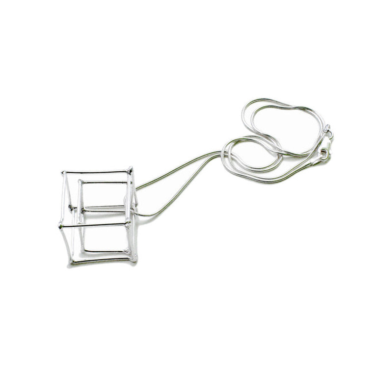 Silver Cube Pendants on Silver Chain