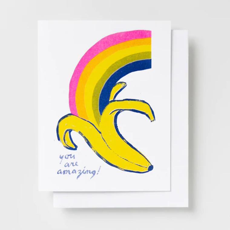 Banana Rainbow Risograph Notecard