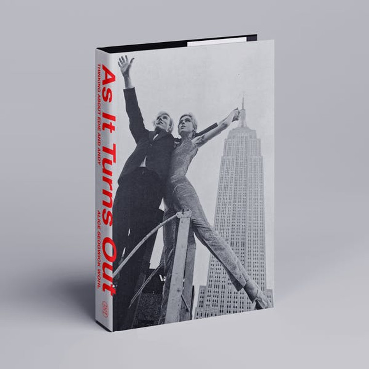 A book cover with title in red and featuring Andy Warhol and Edie Sedgwick