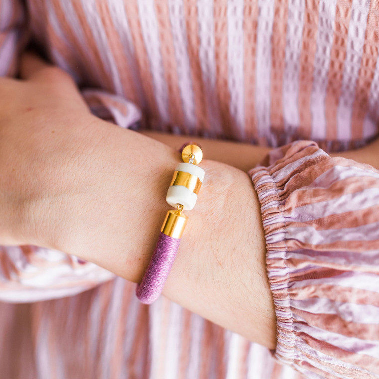 JVBC X SASHA Fiber + Porcelain Gold Vertical Stripe Bracelet