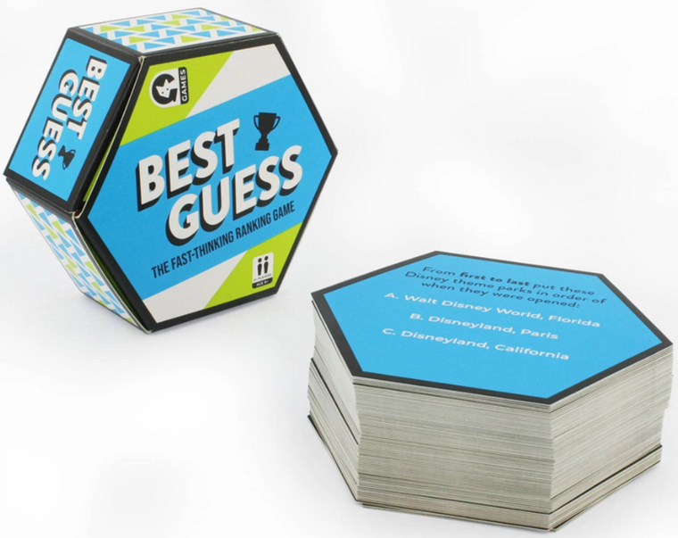 Image of Best Guess game in its 6 sided blue box