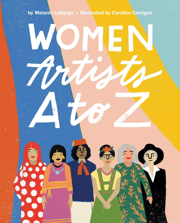 A book cover with six illustrations of famous women artists.