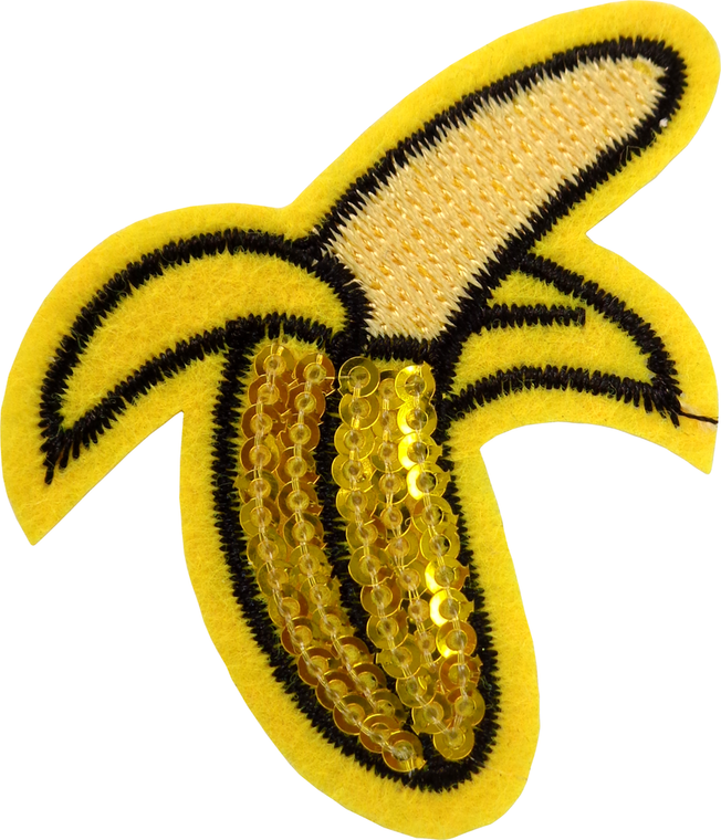 Yellow sequin banana patch.