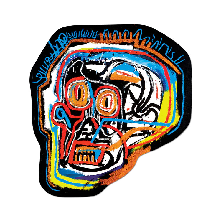 Basquiat's Big Head artwork in sticker form.