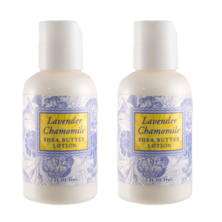 Lotion mini  "Lavender Chamomile" scent.
You will receive ONE mini lotion- 2 fluid ounces with press-to-open dispenser lid.
Luxurious spa products enriched with shea butter, cocoa butter and select essential oils & natural extracts in fresh botanical scents.