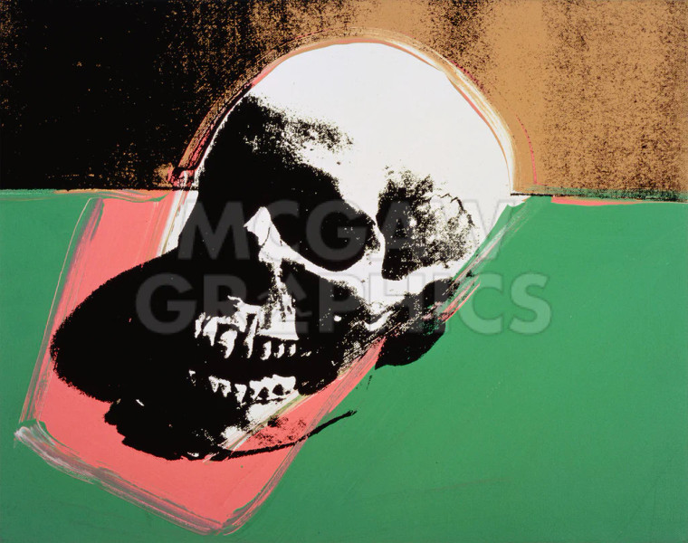 Warhol Skull Green Pink Poster