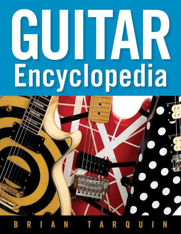 A book cover with images of three electric guitars under the title, "The Guitar Encyclopedia.