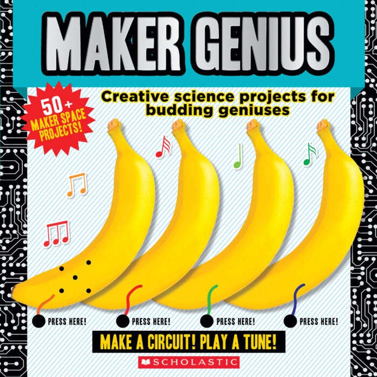 A book cover with illustrating a musical banana experiment.