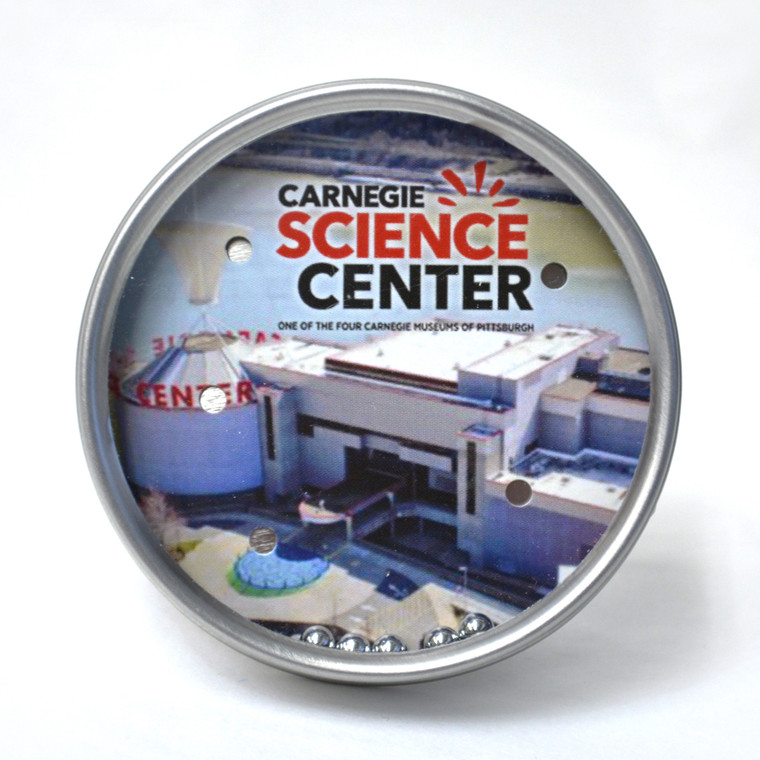 A round BB puzzle with an image of the Carnegie Science Center.