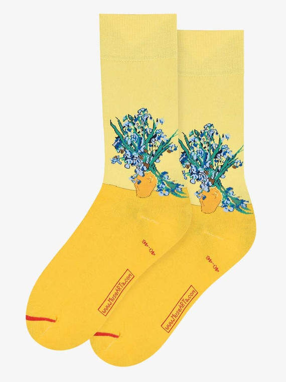 Women's Irises socks. Pale yellow upper, bold yellow sole.