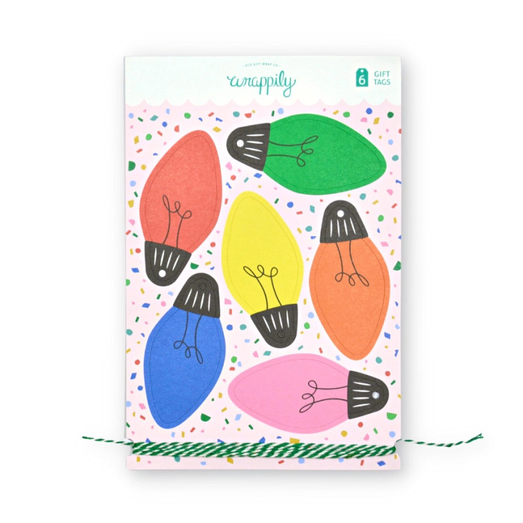 Bright holiday light bulb gift tags. Bright holiday light bulb gift tags.