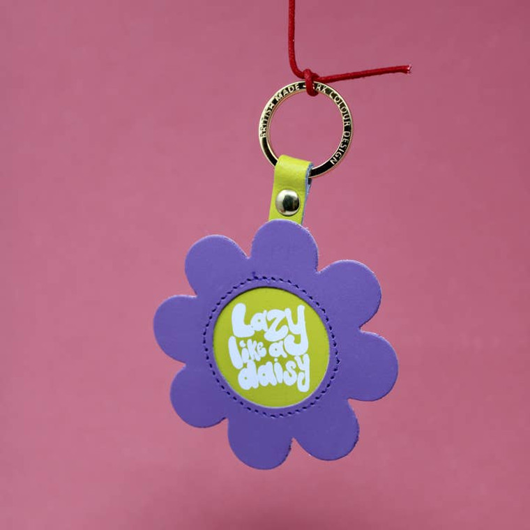 Lazy Daisy Leather Keychain