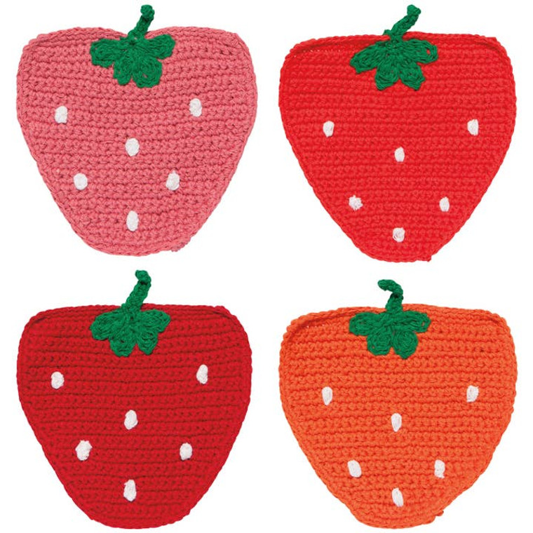Crochet Coasters Set of 4 Assorted berry shaped and colors