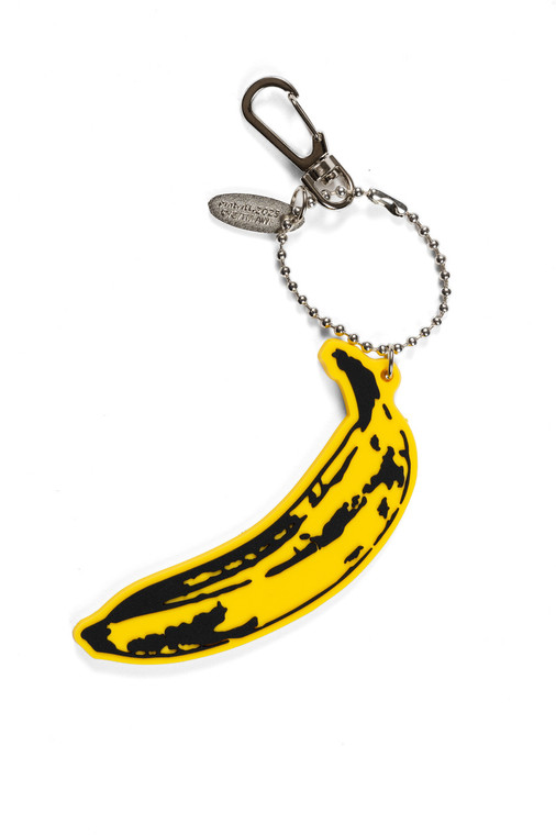 PVC shaped yellow banana key clip charm.