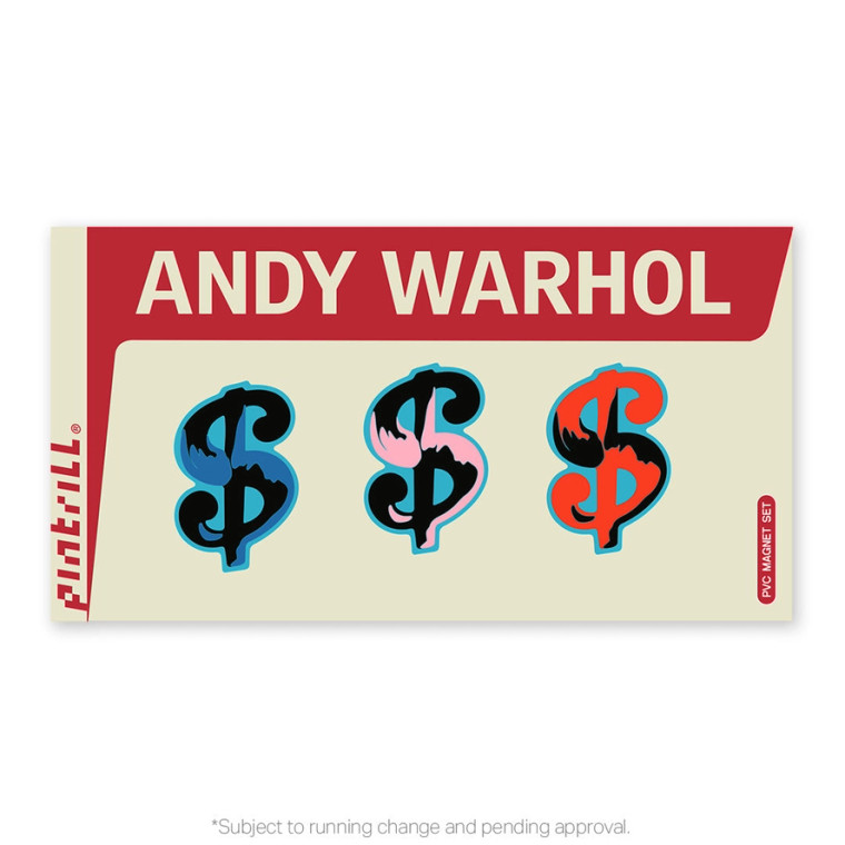 Warhol's dollar sign shaped  PVC magnet set.