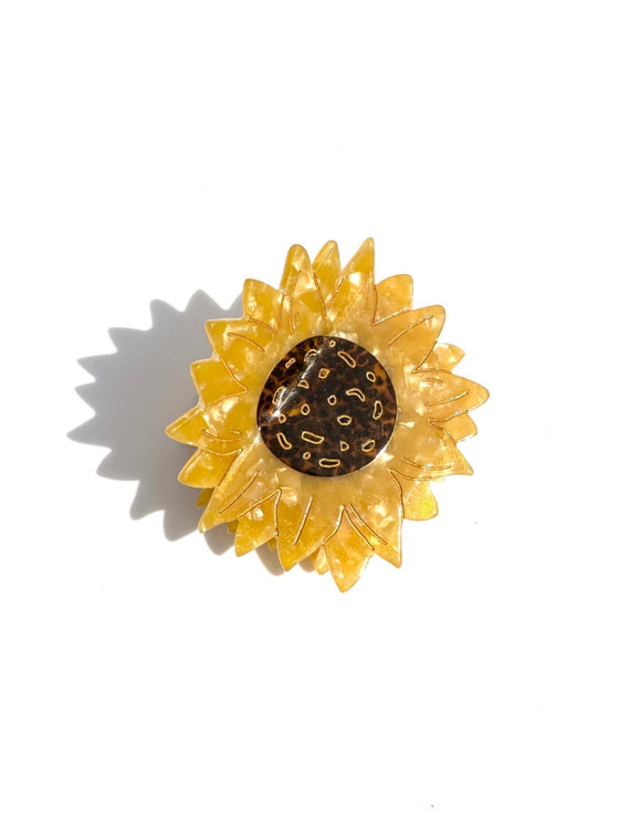 yellow plastic sunflower hair claw clip