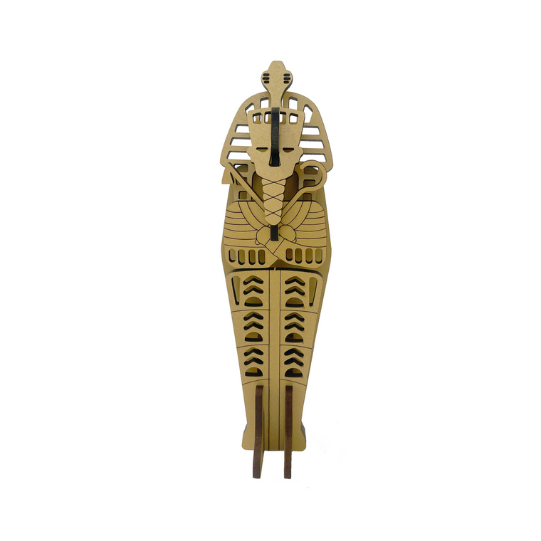 gold colored egyptian sarcophagus 3d wooden puzzle put together