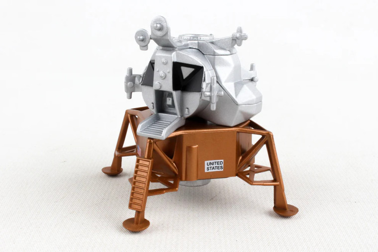 A replica of the NASA Apollo Lunar Module as seen in 3/4 view