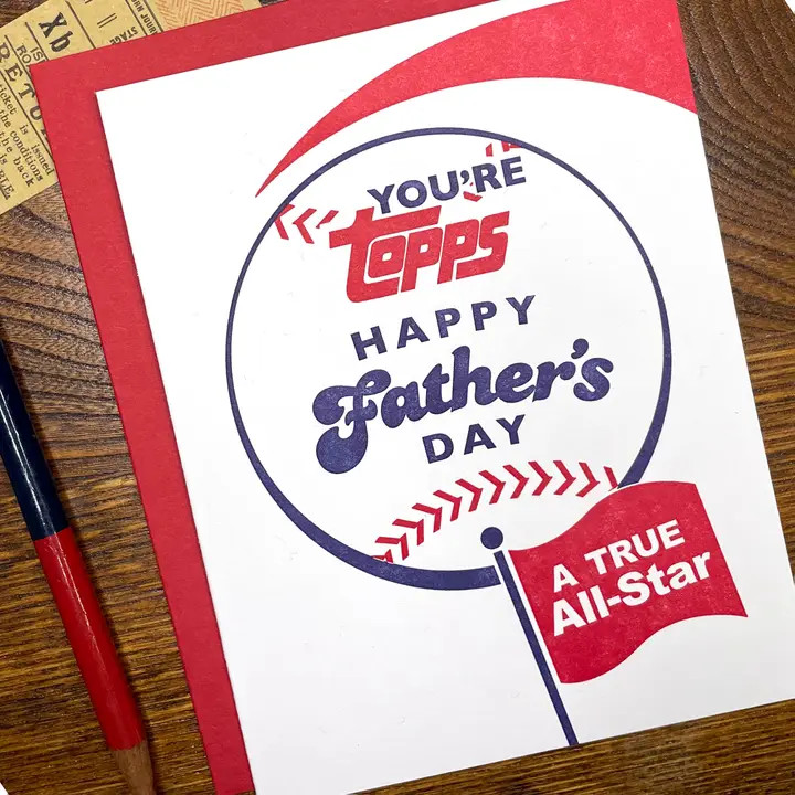 father's day card, illustration of a baseball.