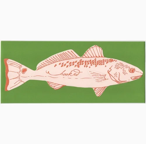 Fish shaped die cut letterpress flat card