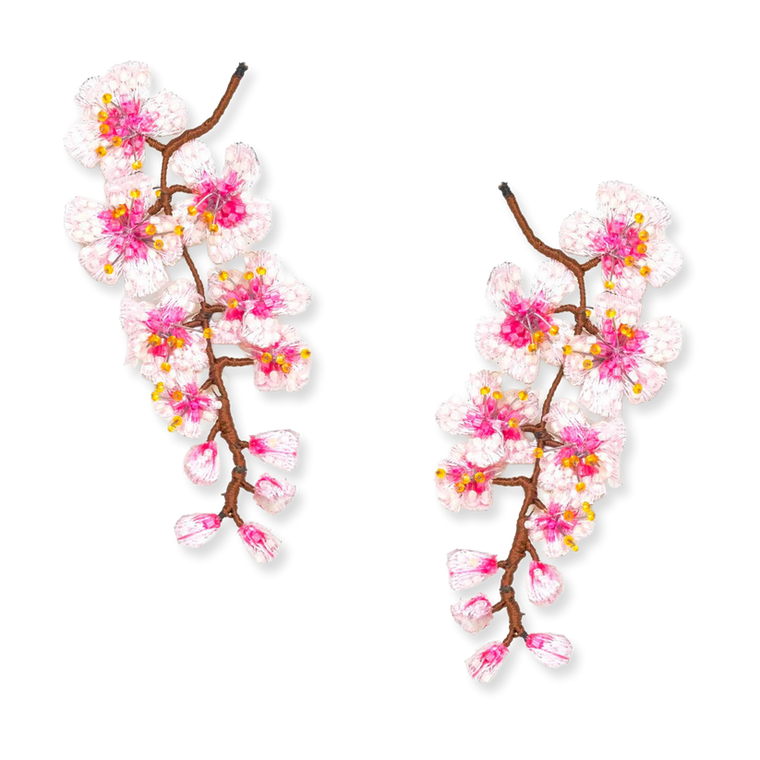 Sakura Hand-beaded Earrings