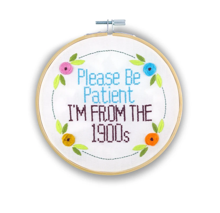 Be Patient Embroidery Kit with flowers