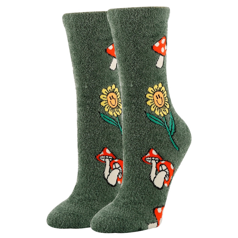 Mushroom Fields Fuzzy Socks