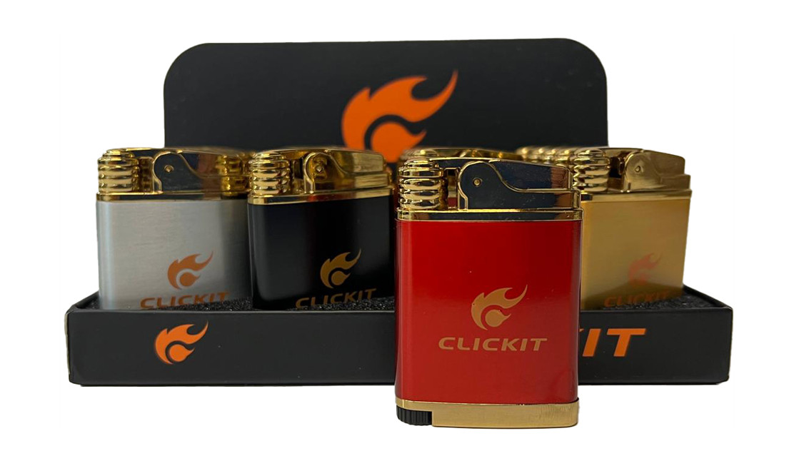 Clickit Torch Double Flame Flipped Top Lighter, 20Pcs/Box
