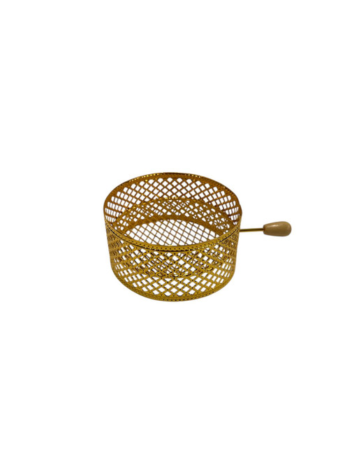 Medium Charcoal Holder Basket With Handle - Gold Mesh Design