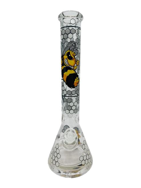 16" Water Pipe Beaker Ice Catcher- Honey Bees