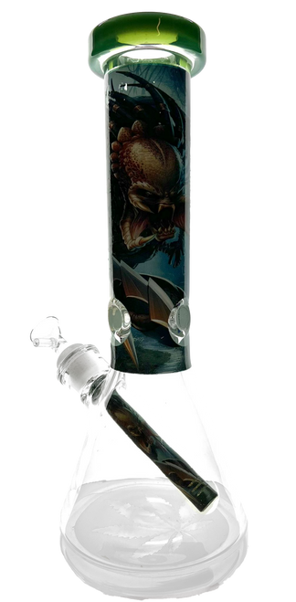 12'' WATER PIPE BEAKER W/ ICE CATCHER & DIFFUSED DOWNSTEM & SLIDE-MONSTER PRINT PATTERN