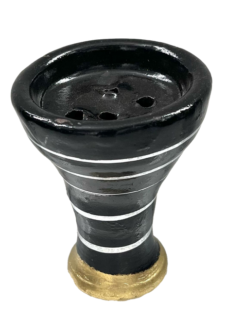 Hookah Bowl Egypt Style Black With Gold Stripe