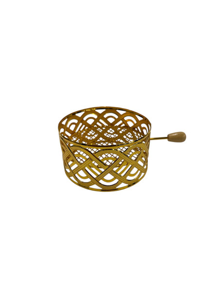 Large Charcoal Holder Basket With Handle - Gold Infinity Design