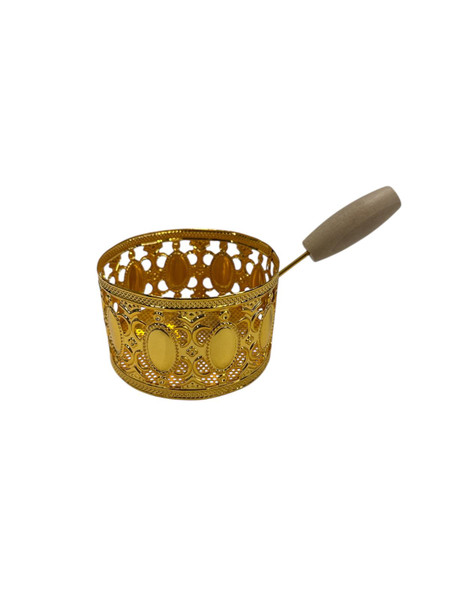 Large Charcoal Holder Basket With Handle - Gold