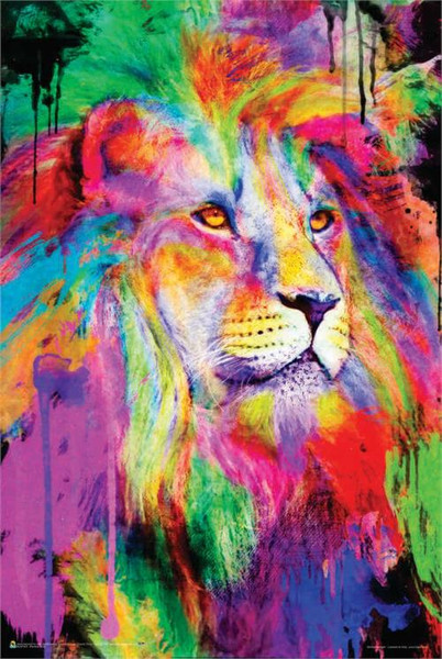 Rainbow King (Lion) by Aimee Stewart Non-Flocked Blacklight Poster 24" x 36"