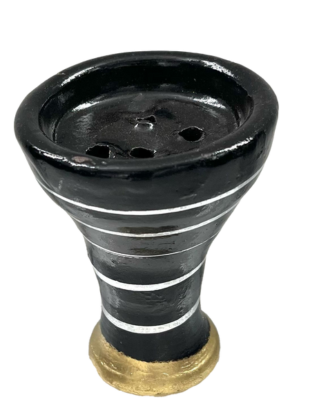 Hookah Bowl Egypt Style Black With Gold Stripe