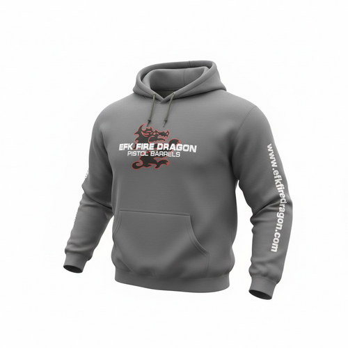 Grey Pullover hoodie with printed EFK Fire Dragon Logo