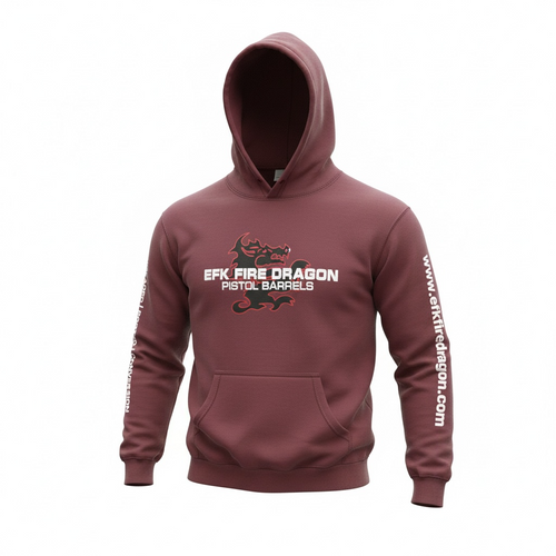 Maroon Pullover hoodie with printed EFK Fire Dragon Logo