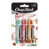 ChapStick® Holiday Collection with Holiday Cinnamon, Caramel Crème and Holiday Cocoa Flavors lip balms.