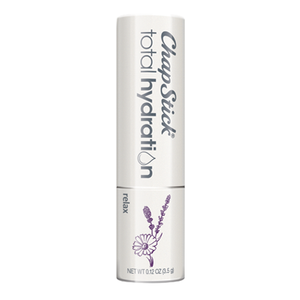 ChapStick® Total Hydration Essential Oils Relax lip balm in white 0.15-ounce tube.