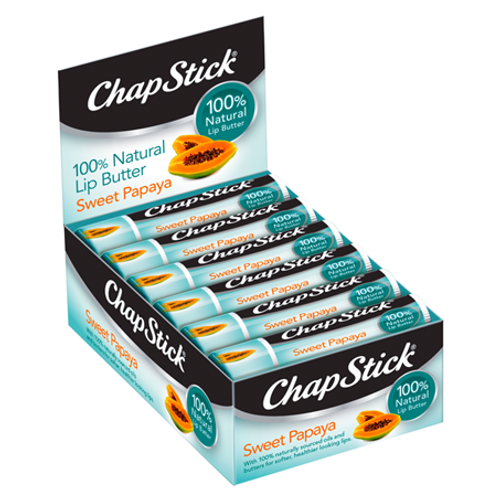 ChapStick® 100% Natural Lip Butter Sweet Papaya Lip Balm (0.15 ounce, box of 12)