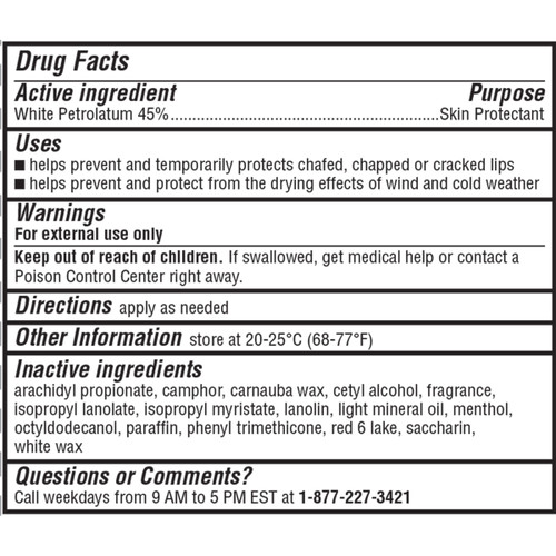 ChapStick®  Classic Cherry Drug Facts label.